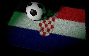 soccer ball on the carpet colors of the flag of Croatia