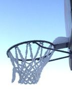 hoarfrost on a basketball hoop chain