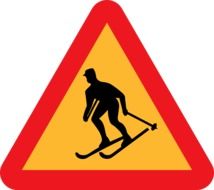 skiing road sign