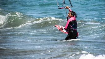 woman with kiteboard