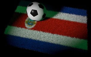 soccer ball on the flag of costa rica