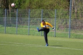goalkeeper with ball in training