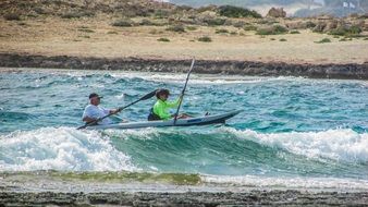 two men in canoe