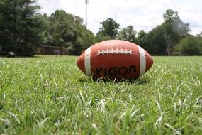 ball for american football on grass close-up