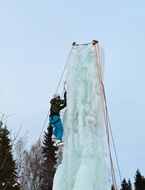 climbing high ice in training
