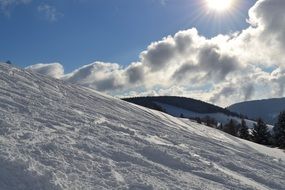 sunny day on the ski run