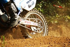 motorcycle wheels in the sand at motorcycle races