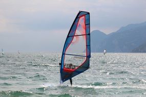 surfer on lake garda in italy