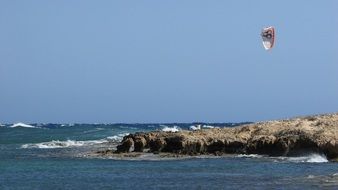 kite surfing on the sea coast in ayia napa