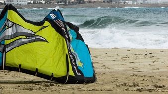 kite surfing equipment on the beach