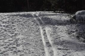 Skiing track in winter
