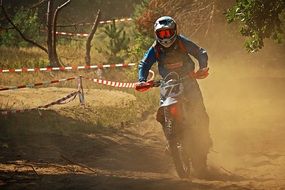 track for motorcycle racing in the dust on a sunny day