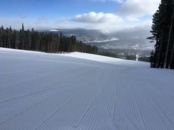 Skiing in Colorado in the winter on a mountain