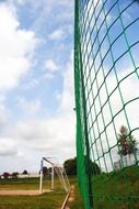 grid of goal on the soccer field close-up