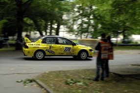 yellow race car