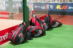 sports backpacks in the hall