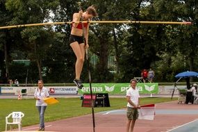 athlete with a pole in a jump