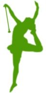 clipart of Green silhouette of a gymnast on a white background