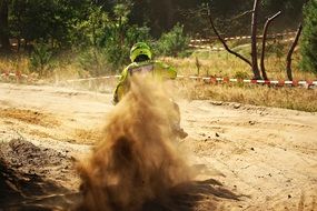 Motorcycle sport on a dusty track