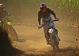 Motorbike in the dust on a sunny day