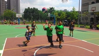 Players on a Basketball playground