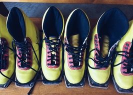 yellow ski boots as a equipment