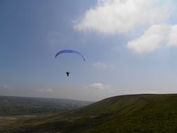 paraglider in a clear blue sky