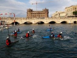 Water sports in river