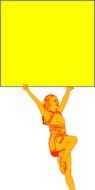 Cheerleader, woman with empty yellow card, illustration