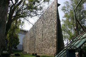 climbing wall in park at summer