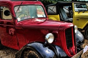 Red and yellow Vintage Cars outdoor