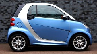 Beautiful white and blue smart mini vehicle