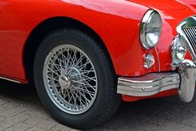 Oldtimer Mga, Classic Red car, detail