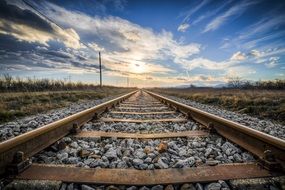 Old Railroad Tracks at the sunlight