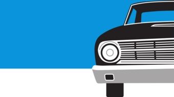 painted black car on a white-blue background