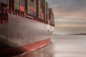 colorful Containers on cargo Ship on a lake