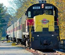 Big locomotive on a railroad