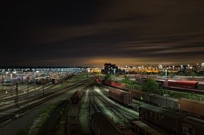 panoramic view of the large train station in lower saxony at night