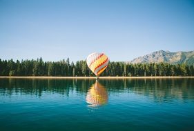 hot air balloon on the riverside