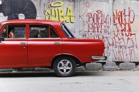 red car in cube