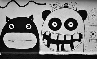 Black and white street art in Berlin