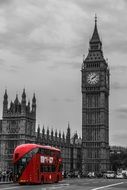 Double Decker Bus on a London street in monochrome