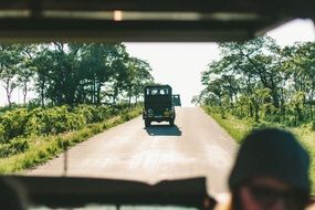 view from the vintage car on the roadway