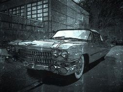 Monochrome picture of Beautiful vintage auto