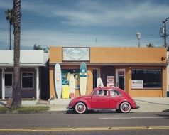 retro Vw Beetle car in California