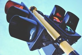 traffic light against sky background close up