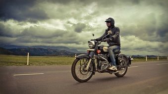 man on the classic motorcycle