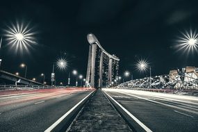 Sculpture with Lights on Road at Night