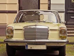 beige retro car mercedes