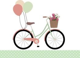 bicycle with flowers and balloons as a graphic image